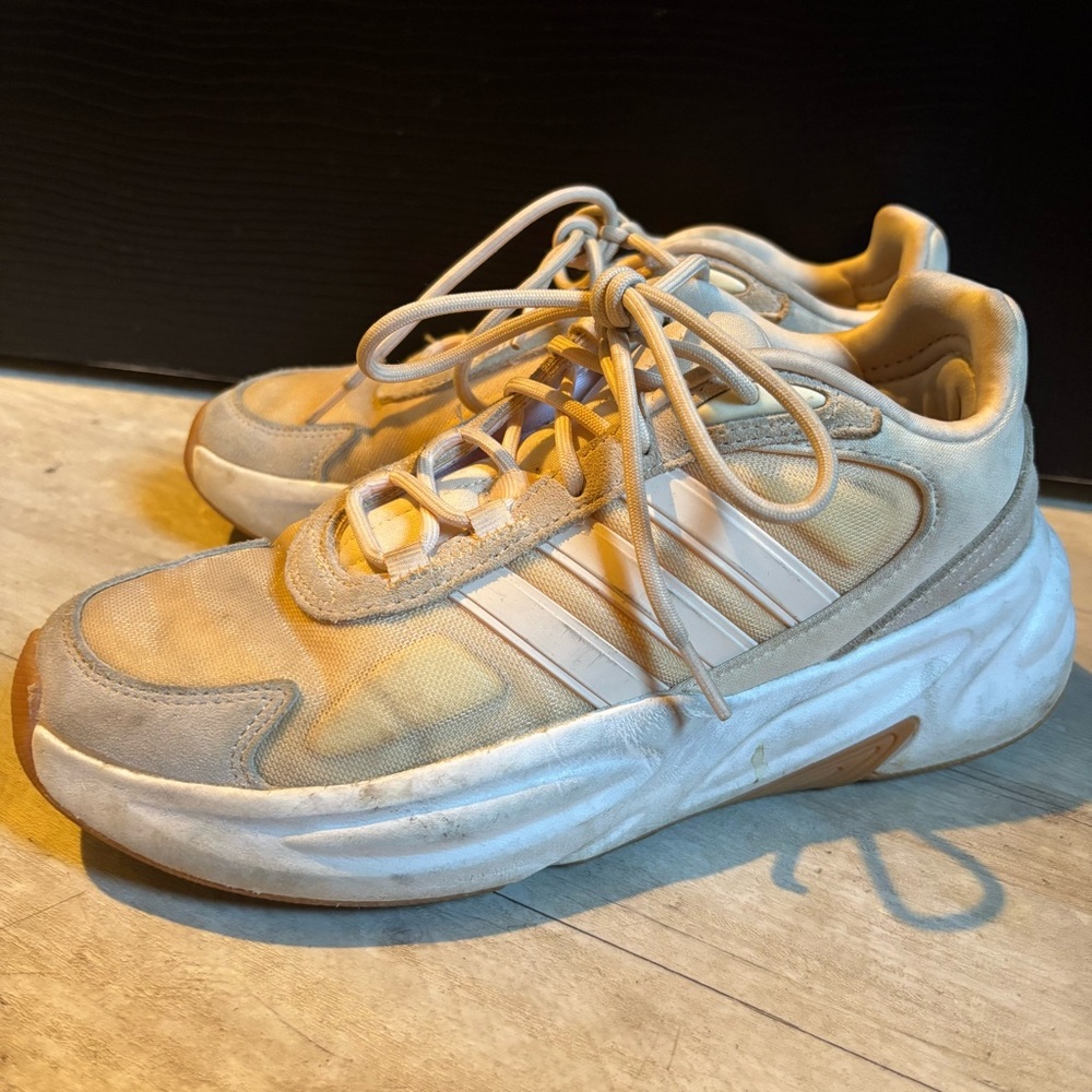 Adidas Beige and White Ozweego Sneakers